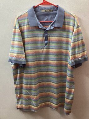 Raffi Men's XXL Striped Multicolor SS Polo Shirt